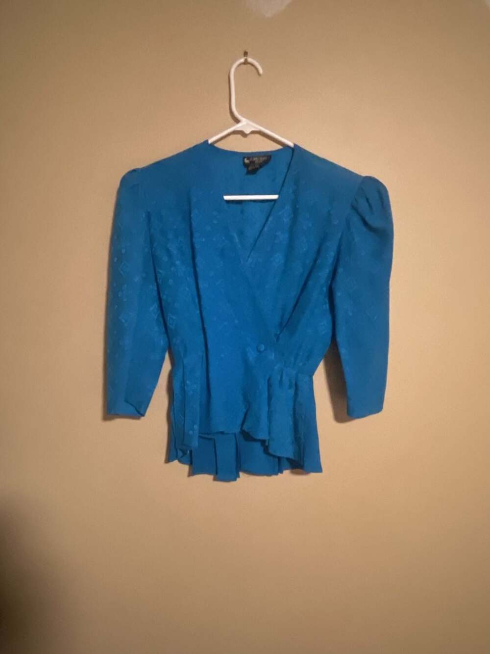 Sophisticates Petites by Jonathan Martin Vintage 100% Silk Teal Blue Textured Ja